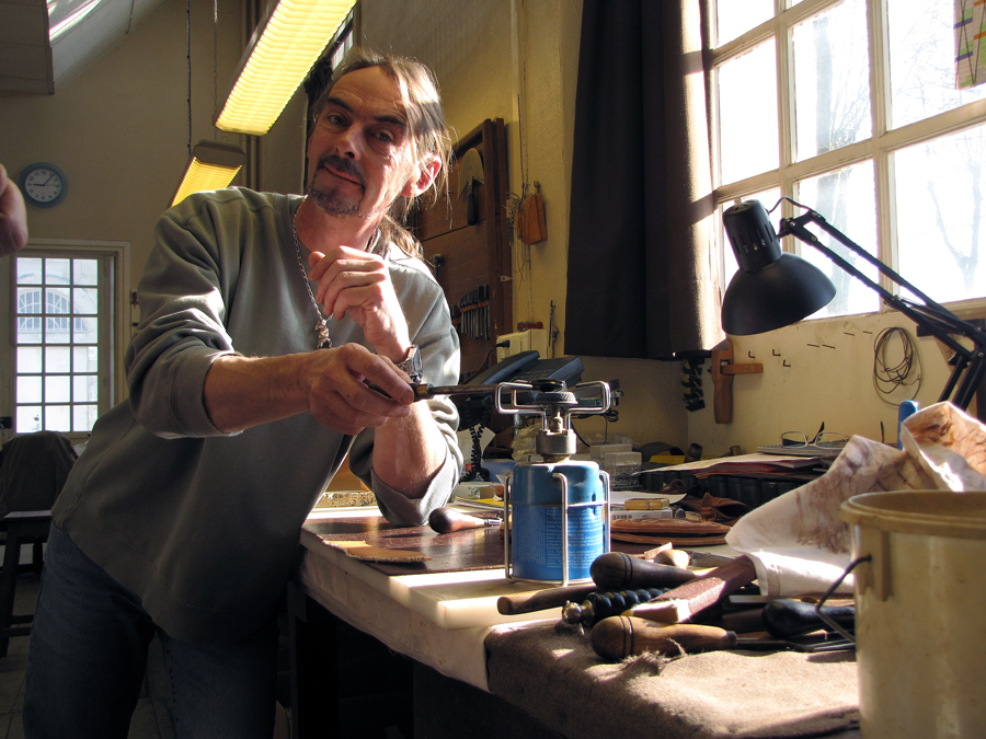 Jean Luc Parisot in his shop. Saumur, France